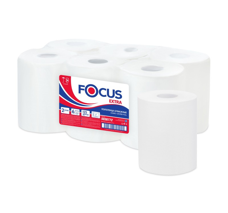 Полотенце бумажное 2сл 125м Focus Jumbo c центральной вытяжкой (5036772) (6 шт.)