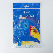 Перчатки резиновые Libry рр 9-L, с напылением, эластичные, желтые 1/12 1/240