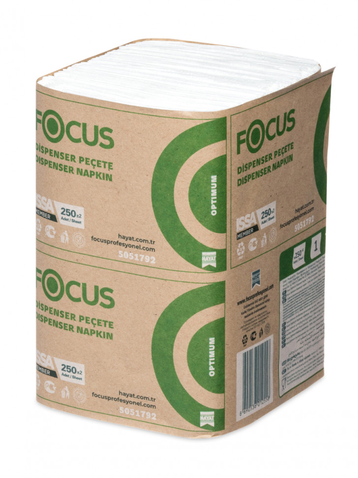 Hayat Focus Optimum салфетки для диспенсера, 1 сл, 24х18 см, 250 шт.