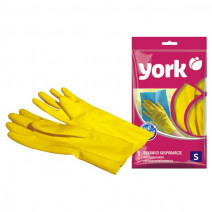 Перчатки резиновые YORK рр 7-S, с напылением, желтые 1/12/144