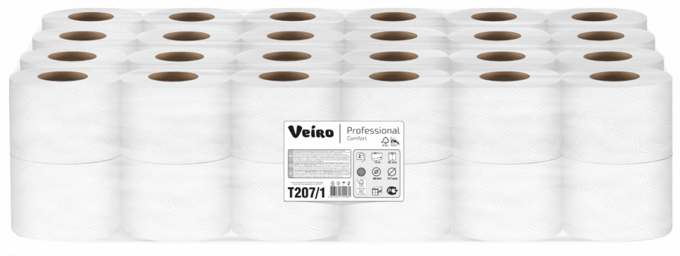 Туалетная бумага в стандартных рулонах Veiro Professional Comfort, 2 сл, 15 м, белая