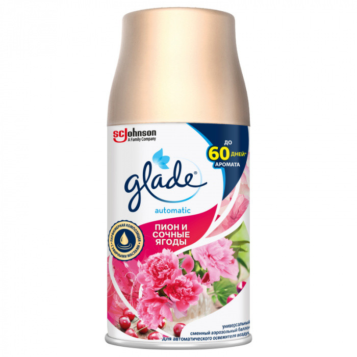 Сменный аэрозоль GLADE AUTOMATIC ПИОН и СОЧНЫЕ ЯГОДЫ 269мл 1/6