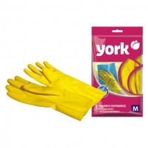 Перчатки резиновые YORK рр 8-М, с напылением, желтые 1/12/144