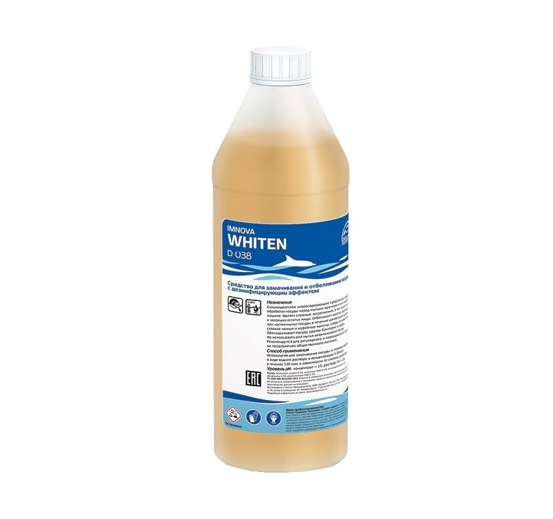 Средство для замачивания и отбеливания посуды 1л Dolphin Whiten (D038-1)