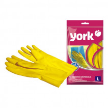Перчатки резиновые YORK рр 9-L, с напылением, желтые 1/12/144