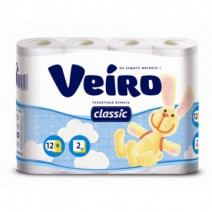 Туалетная бумага в рулонах VEIRO Classic 2-сл, 17,5м, 140л, белая, 12рул