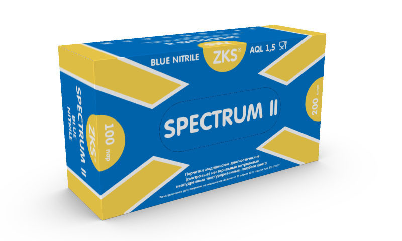 Перчатки ZKS™ нитриловые 'Spectrum II' (3.0 грамма) голубые размер XS