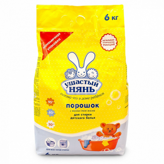 Стиральный порошок для детского белья УШАСТЫЙ НЯНЬ 6кг 1/3