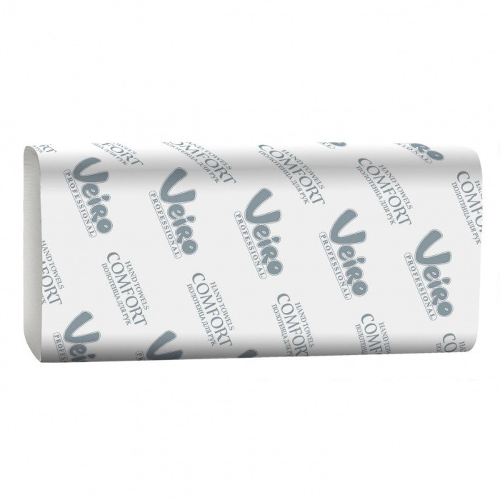 Полотенце бумажное белое VEIRO Professional Comfort пол. бум. бел. 200л, 2-сл, Z-сл, 24х21,6см 21/1