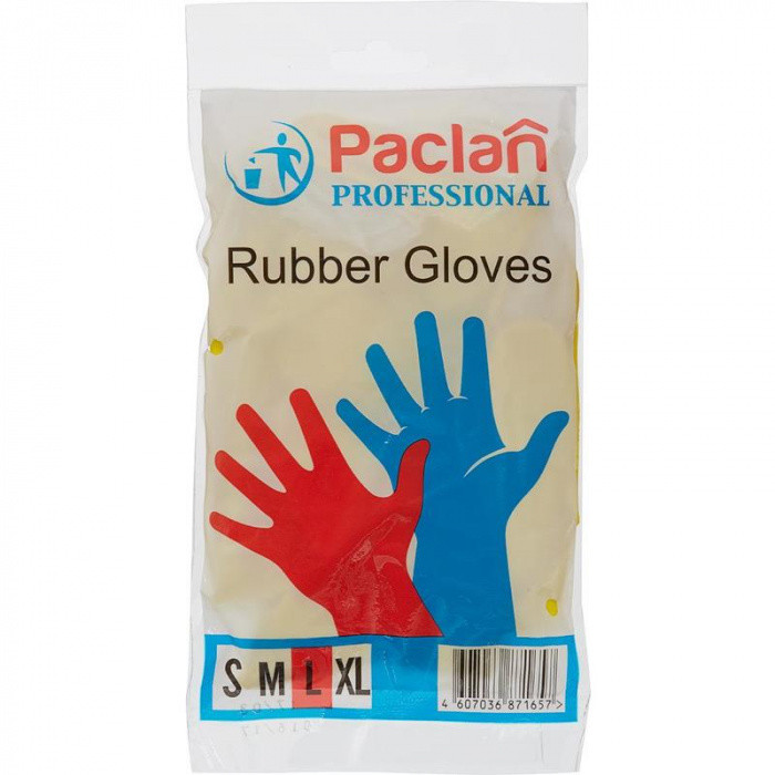 Перчатки резиновые PACLAN PROFESSIONAL рр 9-L, с напылением, желтые