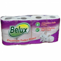 Туалетная бумага белая PREMIUM BELUX 3сл, 18м, 150л, 8шт 1/6