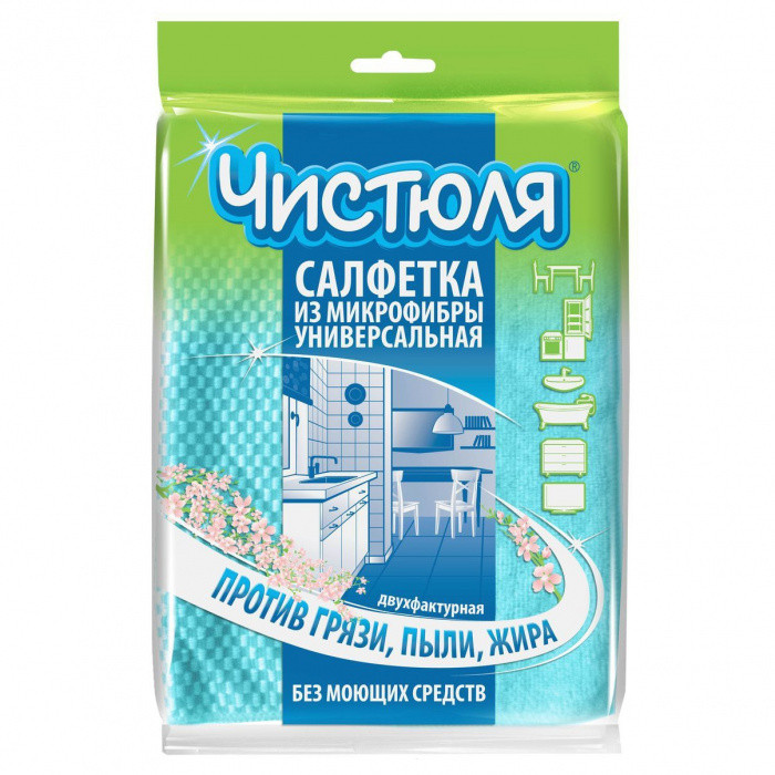 Салфетка микрофибра УНИВЕРСАЛЬНАЯ ЧИСТЮЛЯ 35*40см 1/30