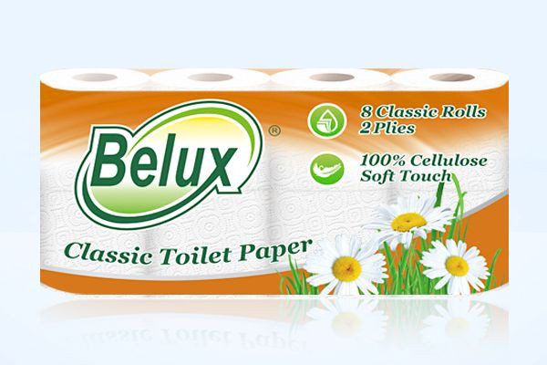 Туалетная бумага белая BELUX 2сл, 20м, 170л, 8шт.
