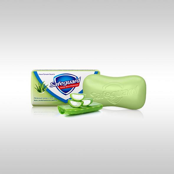 Туалетное мыло антибактериальное SAFEGUARD АЛОЭ 90г 1/72