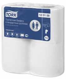 Туалетная бумага белая ADVANCED TORK 2сл, 23м, 184л, 4шт 1/24
