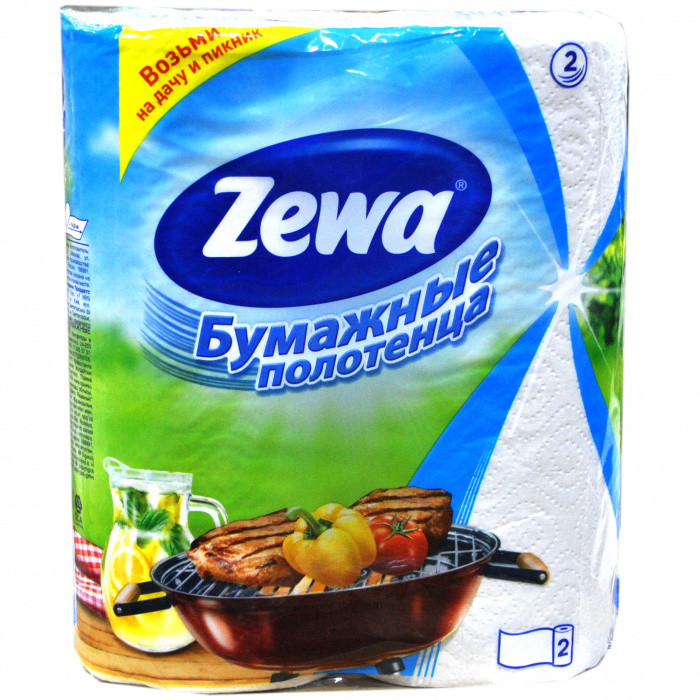 Бумажное полотенце белое ZEWA 2сл, 2шт 1/12