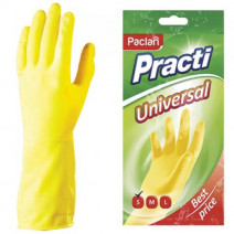 Перчатки резиновые PACLAN UNIVERSAL рр 8-М, с напылением, желтые 1/5 1/10 1/100