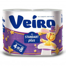 Туалетная бумага белая STANDART PLUS VEIRO 2сл, 30м, 240л, 4шт 1/15