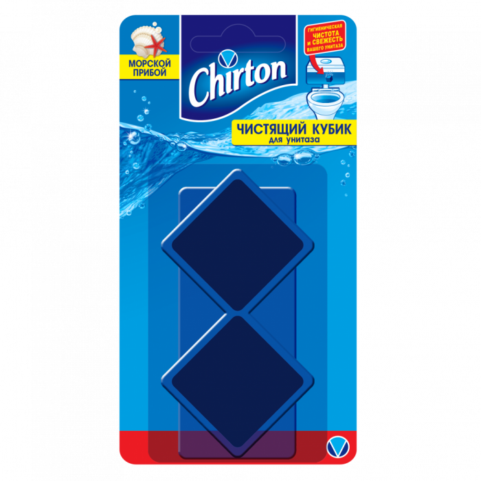 Чистящий кубик для унитаза МОРСКОЙ ПРИБОЙ CHIRTON 2*50гр 1/12