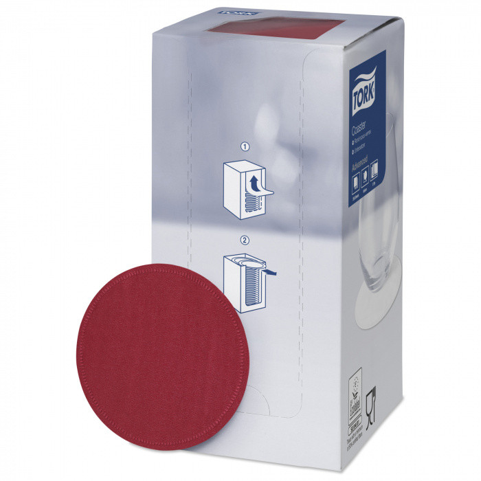 Салфетки ажурные бордо COASTERS TORK Ø-9см, 250шт 1/12