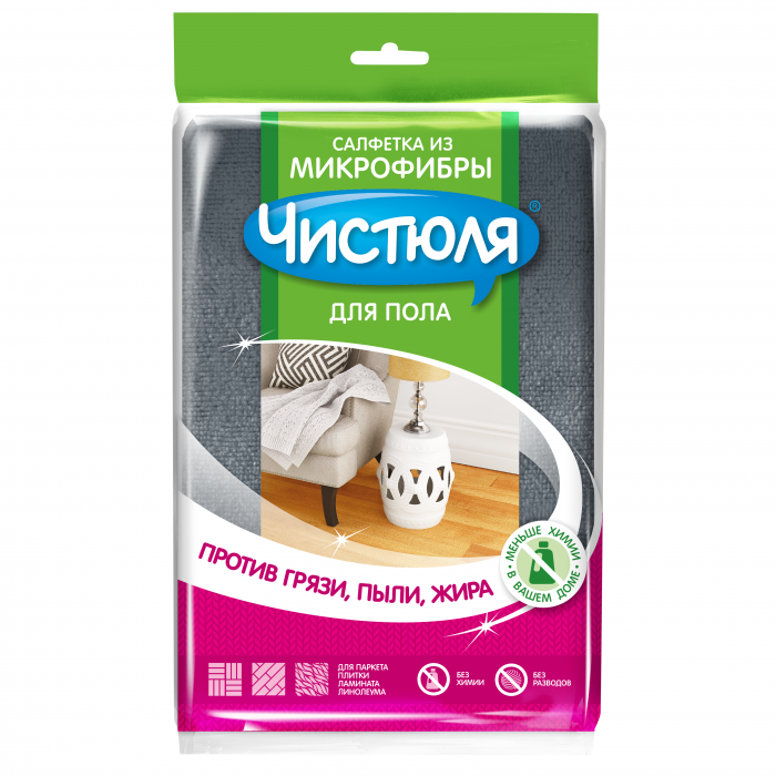 Салфетка для пола микрофибра ЧИСТЮЛЯ 50*60см 1/36