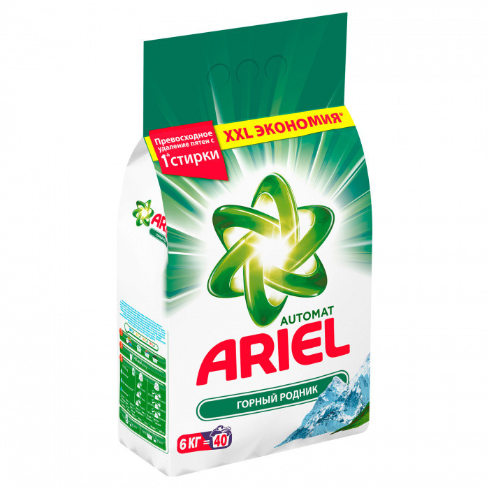 Стиральный порошок автомат ГОРНЫЙ РОДНИК ARIEL 6кг 1/3