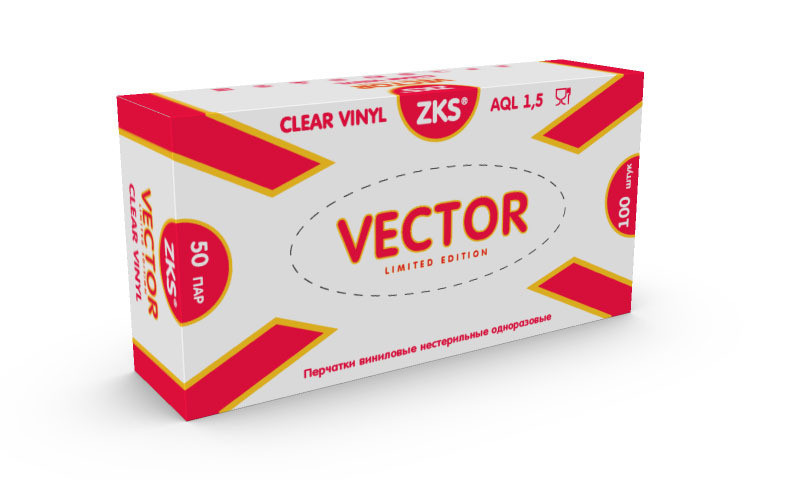 Перчатки ZKS™ виниловые 'Vector LE' прозрачные размер L