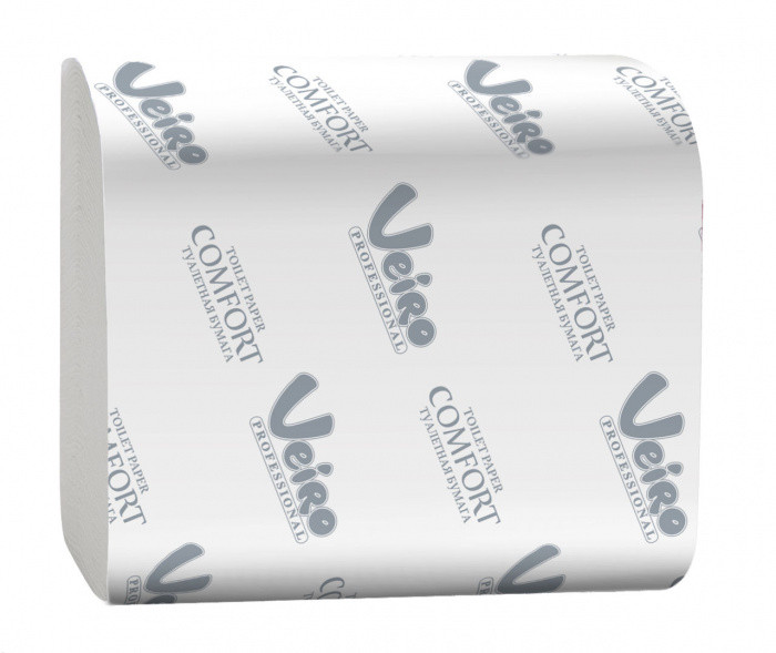 Туалетная бумага листовая, белая PROFESSIONAL COMFORT VEIRO Vсл, 2сл, 250л 30/1