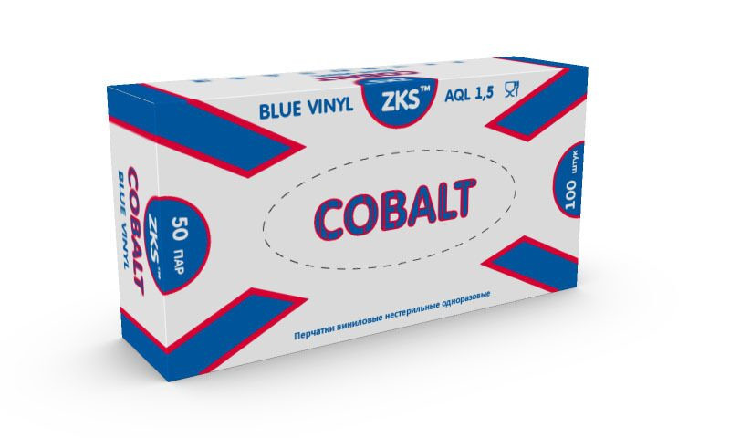 Перчатки ZKS™ виниловые 'Cobalt' голубые размер L
