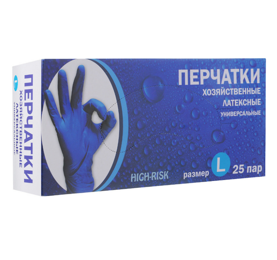 Перчатки латексные неопудренные High Risk 25пар/упак М