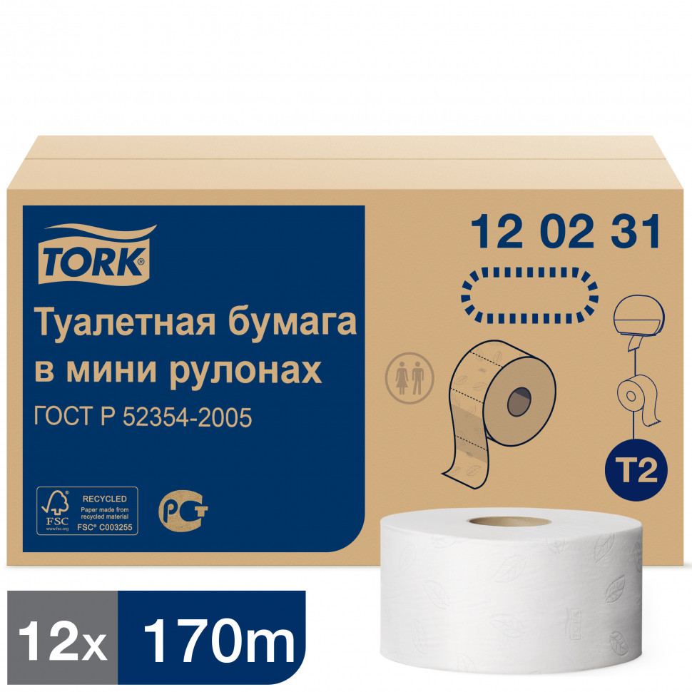 Tork туалетная бумага в мини-рулонах 2 сл белая