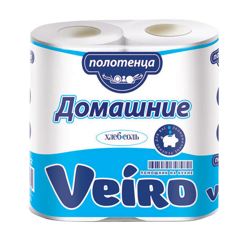Полотенца в рул. VEIRO Домашние, 2-сл, 12,5м, белые, 2 рул