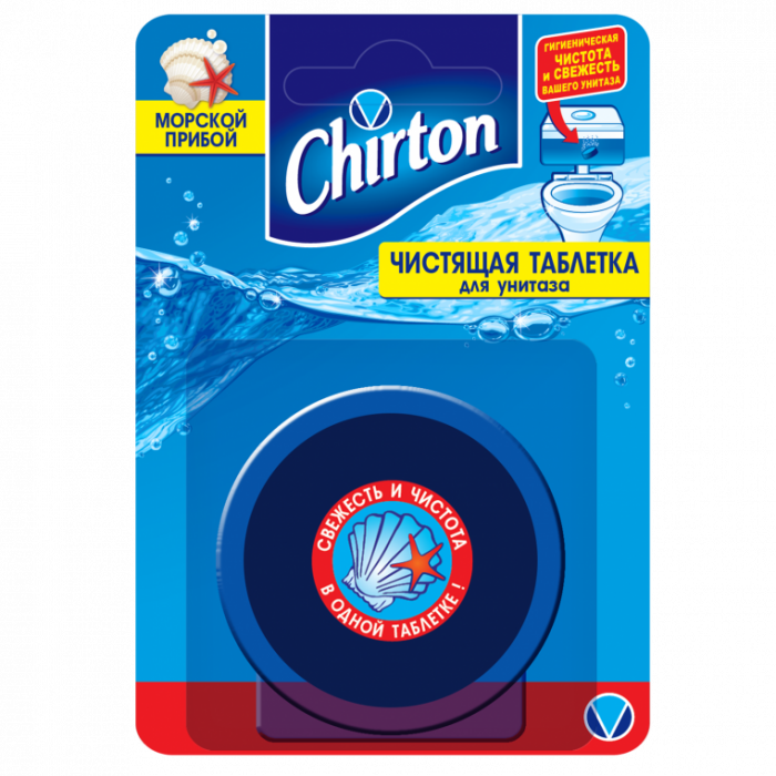 Чистящая таблетка для унитаза МОРСКОЙ ПРИБОЙ CHIRTON 50гр 1/24