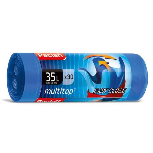Пакеты для мусора с тесьмой MULTI-TOP 35л, ПВД, 30шт, рулон, синие, 15мкм, 50*68см 1/32