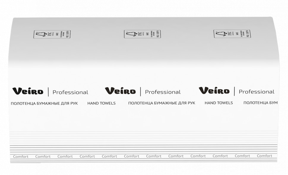 Полотенца для рук V-сложение Veiro Professional Comfort, 1 сл, 250 л, белые