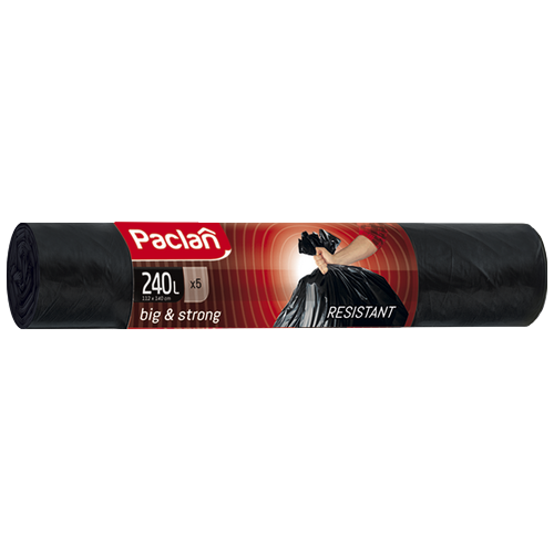 Пакеты для мусора BIG STRONG 240л, ПВД, 20шт, рулон, черные, 40мкм, 90*140см 1/6