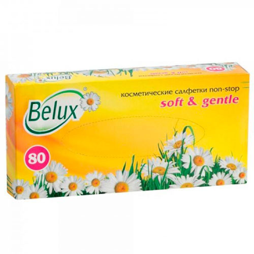 Косметические салфетки бумажные белые BELUX 2сл, 80л 1/20