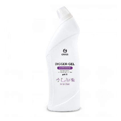 Щелочное средство для прочистки канализационных труб DIGGER-GEL Professional 1л