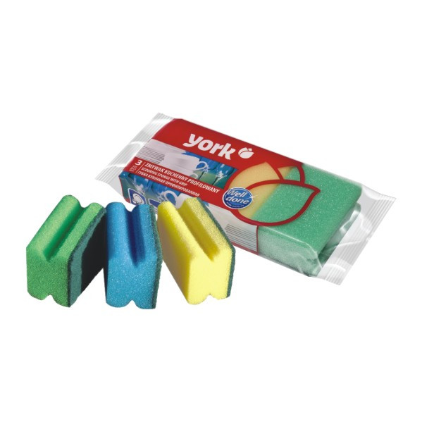 Губки для посуды профильные YORK 3шт 1/45
