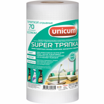 Супер тряпка в рулоне белая с тиснением - соты СУПЕР ТРЯПКА ECONOM UNICUM 25*44см, 70шт 1/12