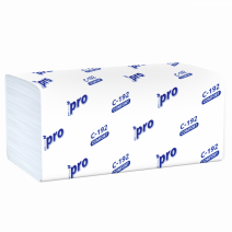 Полотенце бумажное белое PRO 1сл, 250л, V-сл, 25г, 21*22см 20/1