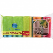 Губки для посуды профильные РУСАЛОЧКА ПРОФИЛЬ 5шт 1/20