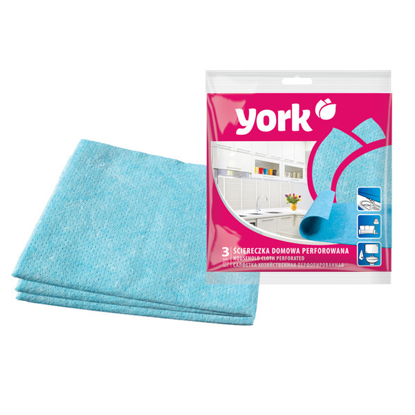 Салфетки вискоза ПЕРФОРИРОВАННЫЕ YORK 34*35см, 3шт 1/100