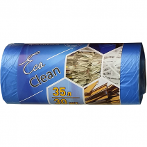 Пакеты для мусора EcoClean 35л, ПНД, 30шт, рулон, синие