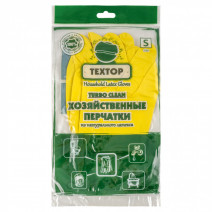 Перчатки резиновые TEXTOP TURBO CLEAN рр 8-М, с напылением, желтые 1/12 1/300