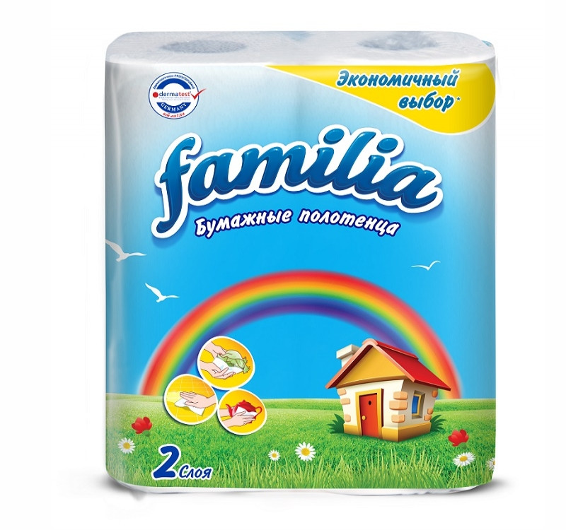 Полотенце бумажное 2сл 2рул/упак Familia Радуга белое