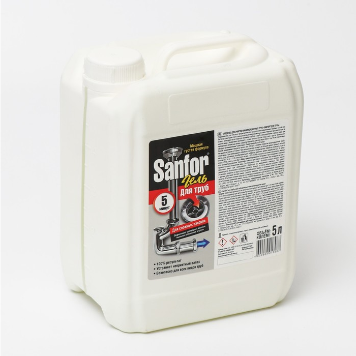Гель для труб Сложные засоры Sanfor 5л