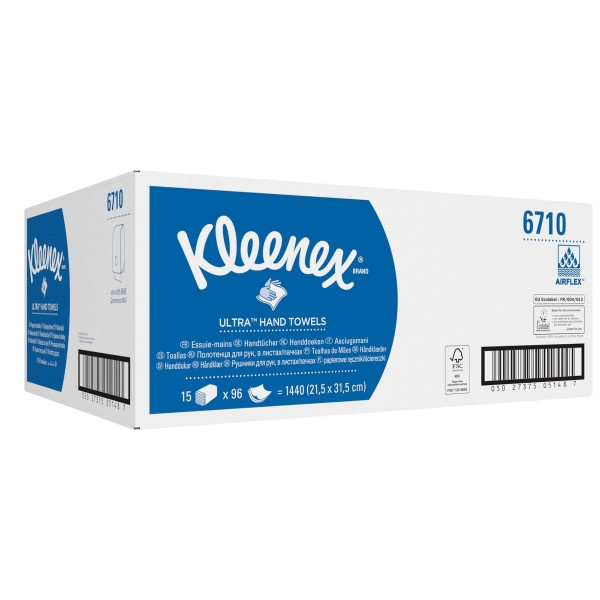 Полотенце бумажное белое KIMBERLY KLEENEX® ULTRA 3сл, 96л, 31.5см*21,5см, ZZсл