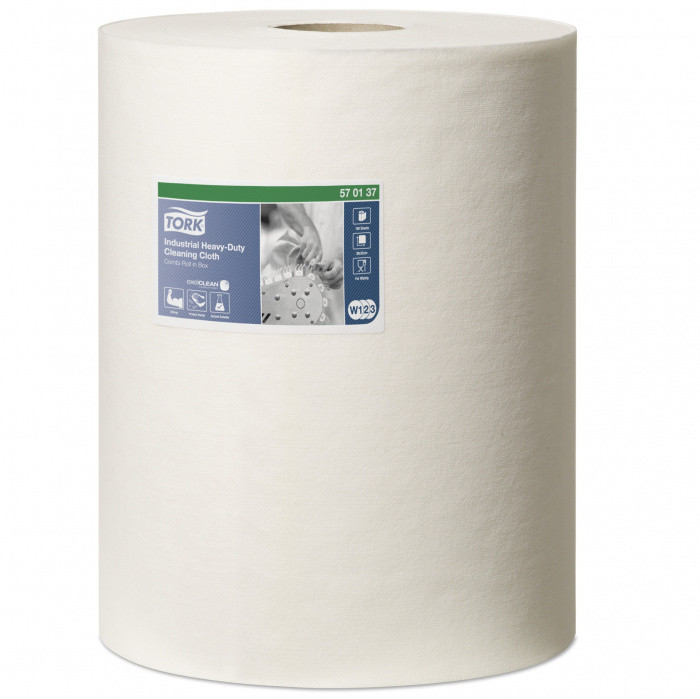 Нетканный материал суперпрорчный белый TORK 1сл, 60,8м,160л, 38*32см, exelCLEAN™, W1/W2/W3-570137 1/1