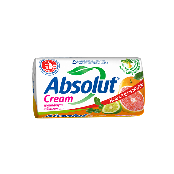 Туалетное крем-мыло антибактериальное ABSOLUT CREAM ГРЕЙПФРУТ и БЕРГАМОТ 90г 1/6/72